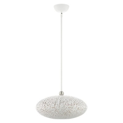 Charlton Mini Globe Pendant in White and Gold with Brushed Nickel Accents