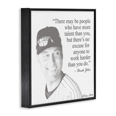 Black and White Derek Jeter Quote Wall Art in Wood Frame