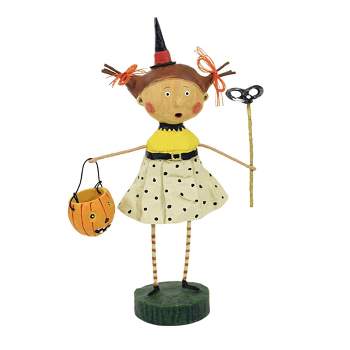 Lori Mitchell Flirty Gertie  -  One Figurine 7.0 Inches -  Halloween Cat Mask  -  80671  -  Polyresin  -  Yellow