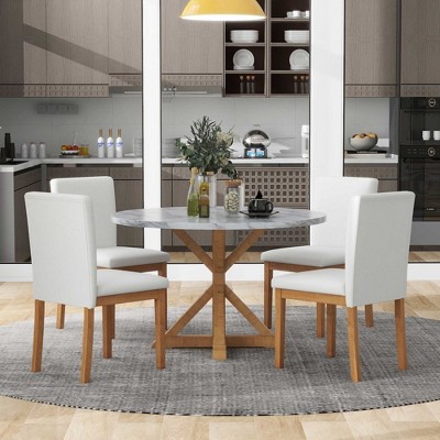 Nicbex Round Dining Room Table Set For 4 Morden Dining Room Table With ...