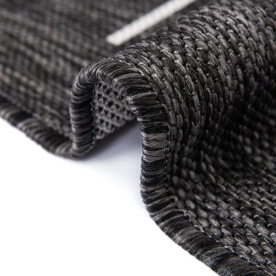 Charcoal Gray Synthetic Square Outdoor Area Rug