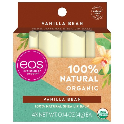 eos Natural Organic Lip Balm Sticks - Vanilla Bean - 4pk