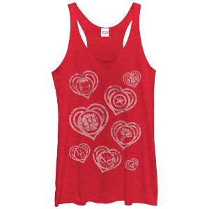 Women's Marvel Hero Icon Hearts Racerback Tank Top - 1 of 3