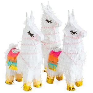 Juvale 3 Pack of Mini Llama Pinatas for Birthday Celebration, Cinco de Mayo Fiesta Decorations, Animal-Themed Party Supplies, 4.9 x 2.1 x 10.2 In - 1 of 4