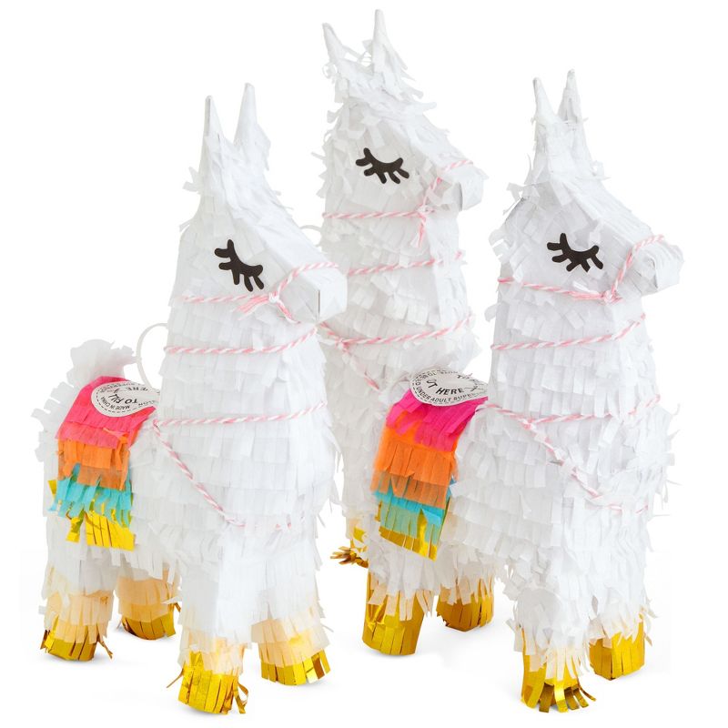 Juvale 3 Pack of Mini Llama Pinatas for Birthday Celebration, Fiesta Decorations, Animal-Themed Party Supplies, 4.9 x 2.1 x 10.2 In, 1 of 9