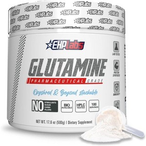 EHPlabs L-Glutamine Powder – 500g, 100 Servings – Muscle Recovery, Gut & Immune Health Support - 1 of 4