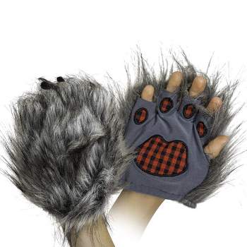 Skeleteen Childrens Wolf Paw Costume Gloves - Grey