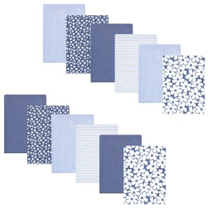 Hudson Baby Baby Girls Cotton Flannel Burp Cloths 12pk, Blue Cosmos, One Size - 1 of 4
