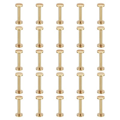 Unique Bargains Brass Rust-proof Durable Leather Belt Scrapbook Binding Chicago Screws 25 Sets