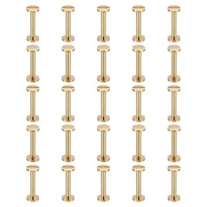 Unique Bargains Brass Rust-proof Durable Leather Belt Scrapbook Binding Chicago Screws 25 Sets - 1 of 4