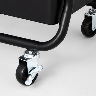 Black 3-Tier Metal Utility Cart with Locking Wheels