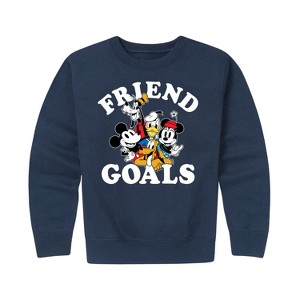 Boys' - Disney - Mickey And Friends Friend Goals Graphic Long Sleeve Fleece Sweatshirt - 1 of 4