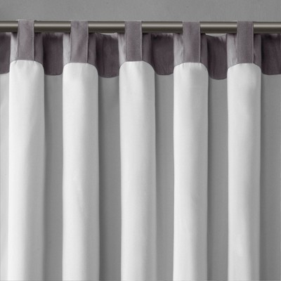 Gray Faux Silk Embroidered Puddle Length Curtain Panel