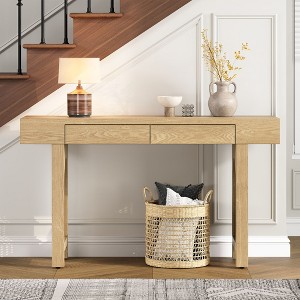 NicBex Retro Console Table with Rattan Sides,Long Narrow Entryway Table with Storage,Foyer Tables for Entryway,Hallway,Living Room,Corridor - 1 of 4