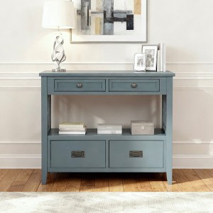 Hostack 36'' Farmhouse Wood Console Table with 4 Drawers and 1 Storage Shelf for Entryway and Living Room , Blue - 1 of 4