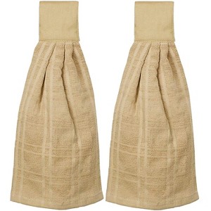 KOVOT Set of 2 Cotton Hanging Tie Towels | Include (2) Hanging Towels That Latch with Hook & Loop - 1 of 3