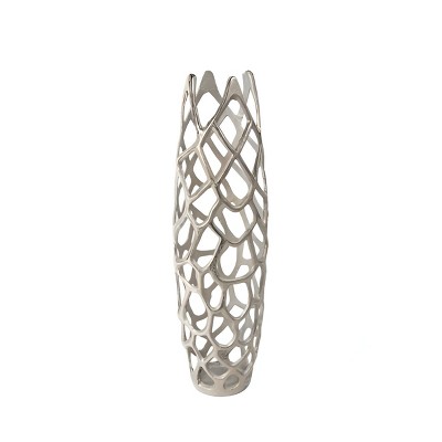HomeRoots 27" Cylinder Aluminum Floor Vase