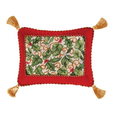 C&F Home Colonial Williamsburg Holly Berries Needlepoint Pillow