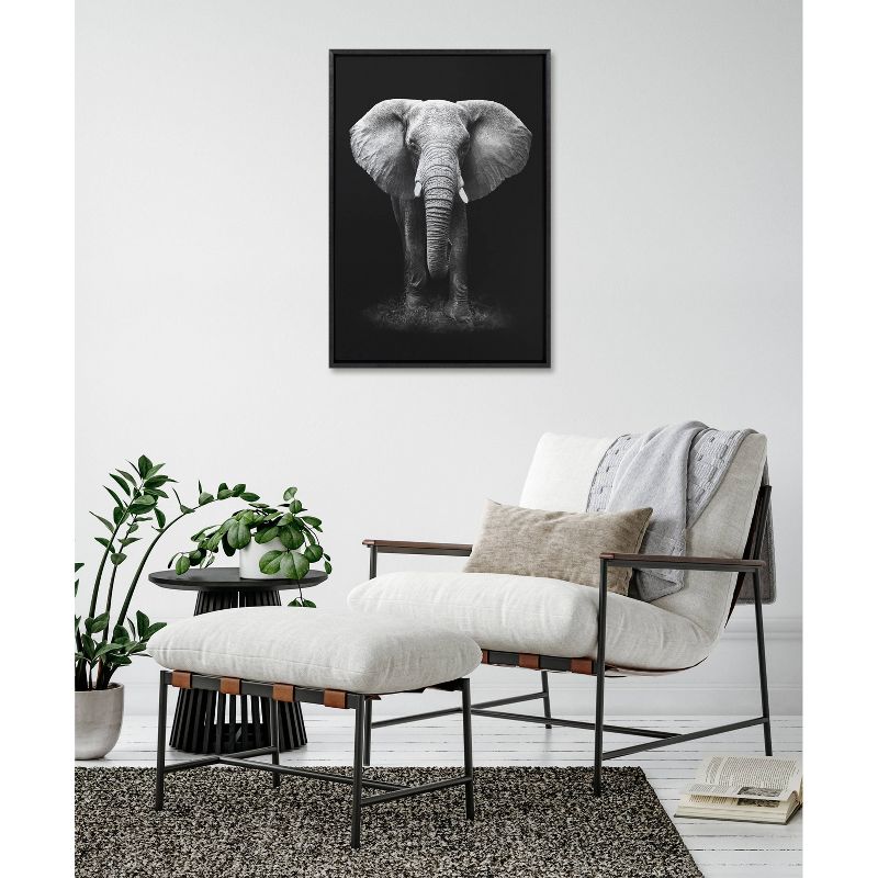 Kate &#38; Laurel All Things Decor 23&#34;x33&#34; Sylvie African Elephant Safari Wildlife Animal BW Framed Metallic Canvas Wall Art by Donvanstaden, 5 of 6