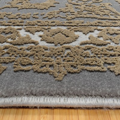 Gray Tufted Reversible Rectangular Viscose Area Rug