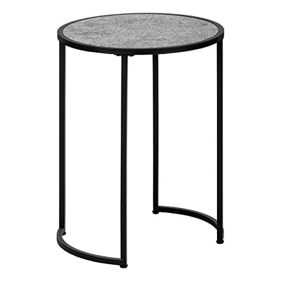 Accent Table Side Round End Nightstand Lamp Living Room Bedroom Grey Laminate Black Metal Contemporary Modern