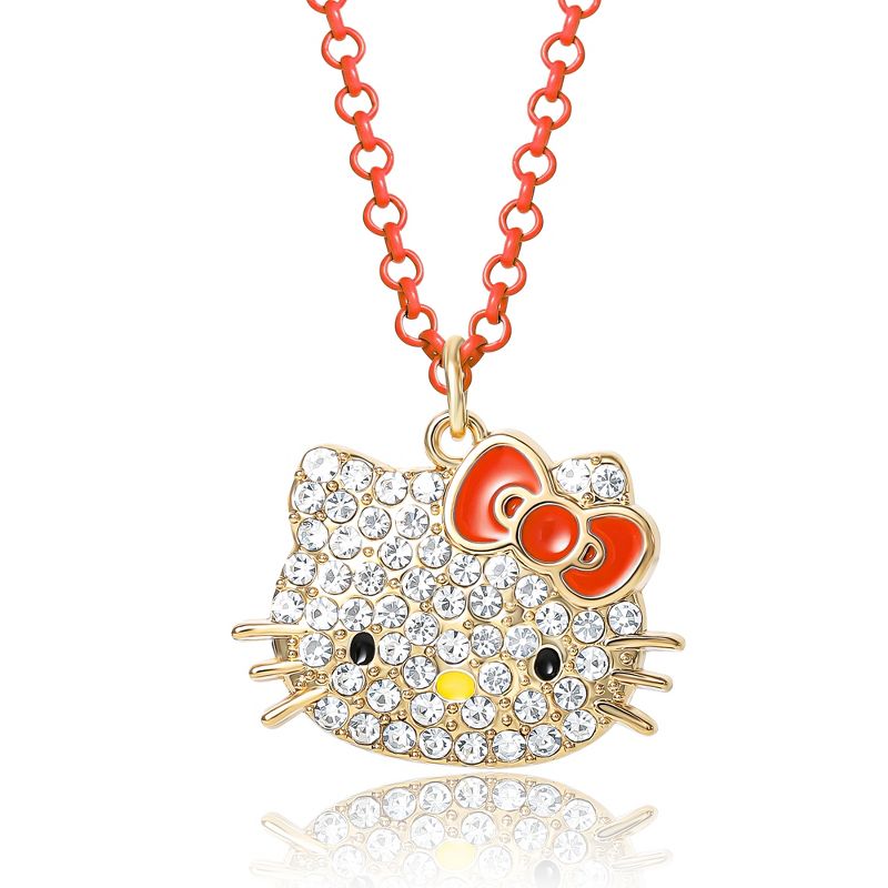 Sanrio Hello Kitty Girls Pave Fashion Jewelry Necklace - 16"+3" Necklace, Officially Licensed Authentic, 1 of 6