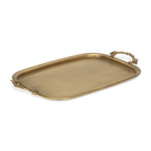 HomeRoots 19" Antiqued Gold Cast Iron Handmade Vanity Tray - 1 of 4