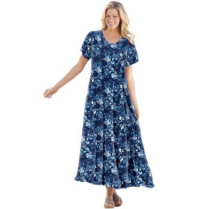Woman Within Short-Sleeve Crinkle Dress - 1 of 4
