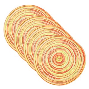 Unique Bargains Woven Braided Washable Decorative Round Placemat 4 Pcs - 1 of 4