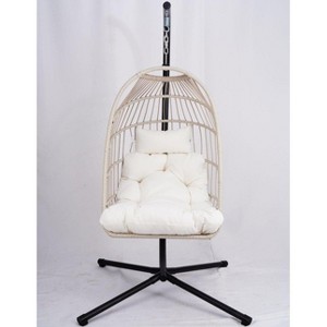 PAGED Indoor Outdoor Swing Chair with Foldable Design and Chains,Egg Chair for Patio,Porch,Garden - 1 of 4