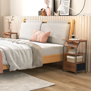 Sevobal Nightstands 2 Sets Of Cloth Nightstand With Drawer, Open Compartment, Elegant And Simple Design, No Lamp, Brown, 15.36"*11.73"*25.2" - 1 of 4