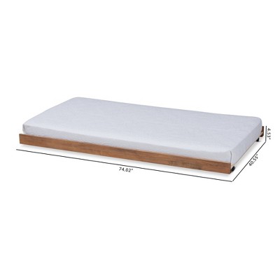 Twin Ash Walnut Trundle Bed with Wood Frame