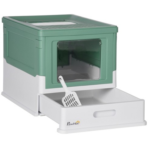 Pawhut Hooded Cat Litter Box With Scoop Enclosed Cat Litter Tray