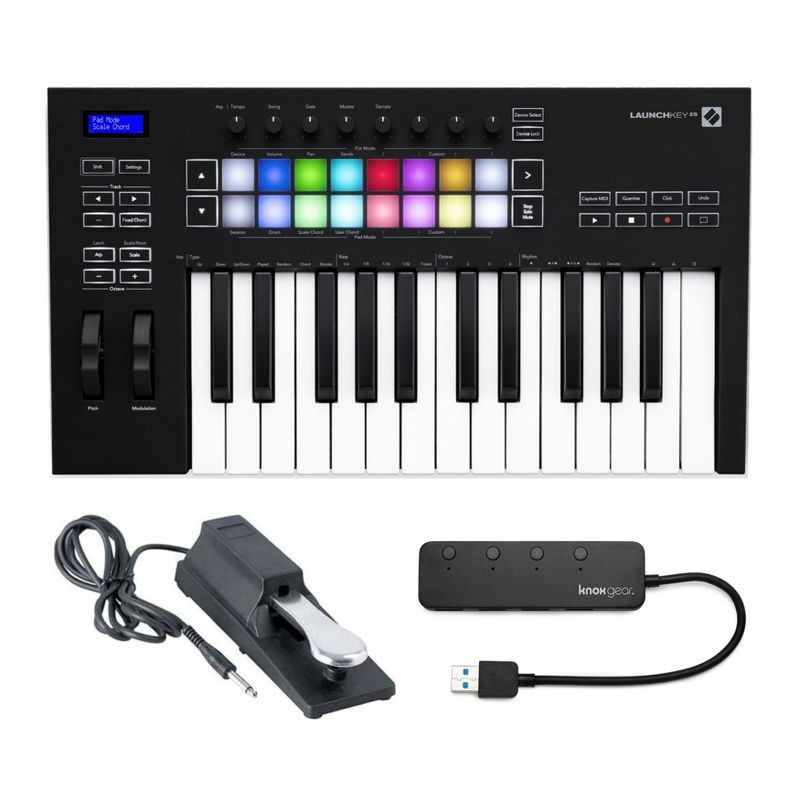 Novation Launchkey 25 MK3 25-Key MIDI Keyboard with Sustain Pedal and USB Hub, 1 of 4