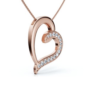 Pompeii3 1/2ct Diamond Heart Pendant Gold 18" Necklace Lab Created - 1 of 2