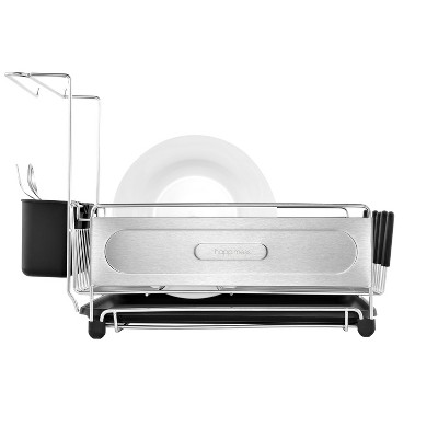 Compact Stainless Steel Dish Rack with Utensil Cup and Wine Glass Holder