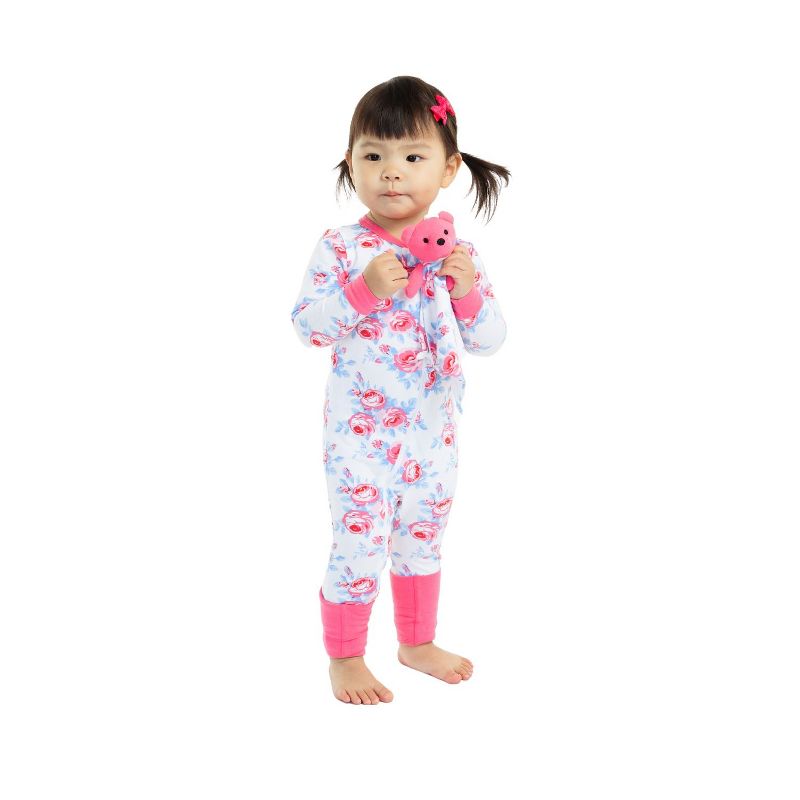 Sleep On It Infant Girls Long Sleeve Super Soft Snuggle Jersey Zip-Up Coverall Pajama with Matching Blankey Buddy, 3 of 6