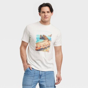 Men's Short Sleeve Beach Graphic T-Shirt - Goodfellow & Co™ White - 1 of 3