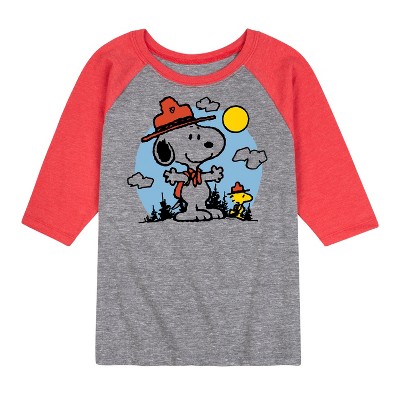 Boys' - Peanuts - Snoopy Outdoor Raglan Graphic T-Shirt