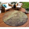 Brown And Fern Green Abstract Washable Indoor Outdoor Area Rug - 2 of 4