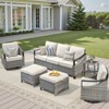Buenhomino Outdoor Patio Furniture Sets, All-Weather PE Wicker Seating with Swivel Chairs, Sofas, Ottomans & Tables for Garden, Deck & Porch - 2 of 4