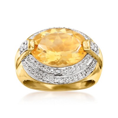 Ross-Simons 5.50 Carat Citrine Ring With White Topaz Accents in 18kt Gold Over Sterling