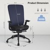 Ergonomic Office Desk Chair,High Back Office Chair with Mesh Back and Adjustable Lumbar Support-DarkBlue - 2 of 4