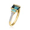 Ross-Simons 2.20 ct. t.w. London and Swiss Blue Topaz Ring With Diamonds in 14kt Yellow Gold - 3 of 4