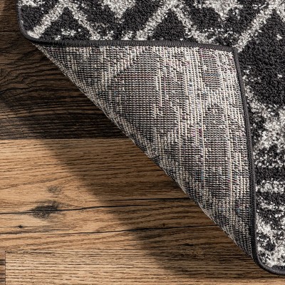 Handmade 6' Black Geometric Synthetic Square Area Rug