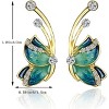 Enamel Blue Monarch Butterfly Stud Earrings, Hypoallergenic Crystal Accent Jewelry Gift - 2 of 4
