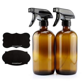 Cornucopia Brands 16oz Amber Glass Spray Bottles, 2pk; 3-Setting Sprayer Tops