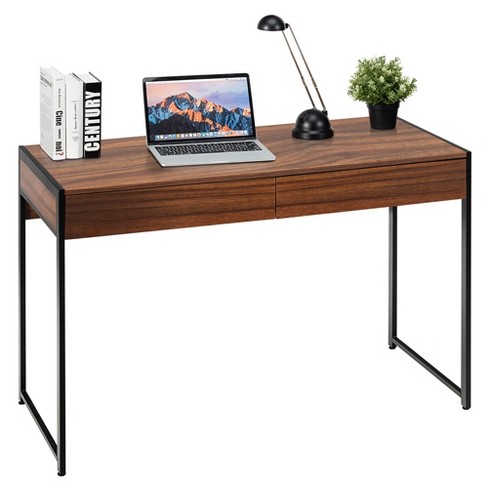 Costway Computer Desk Home Office Desk With Shelves 2 Drawers Keyboard Tray  & Movable Cpu Stand Study Desk Laptop Table Small Space Rustic Brown :  Target