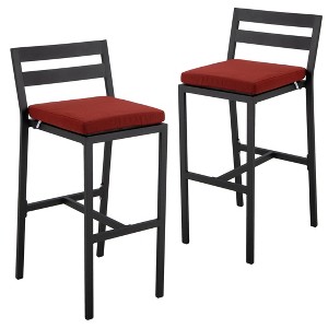 LeisureMod Chelsea Collection Modern Aluminum Outdoor Bar Chair Set of 2 - 1 of 4