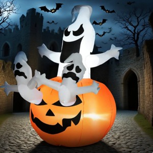 Syemin Inflatable Holiday Decorations Halloween Inflatables Outdoor Decorations Jack-O-Lantern Pumpkin and Ghosts, Orange, 47.3"*47.3"*70.8" - 1 of 4